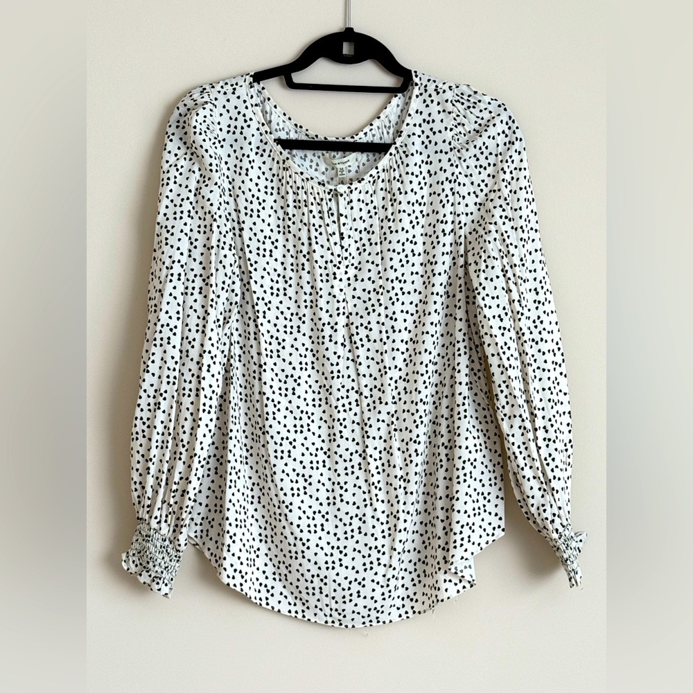 MAX STUDIO WOMENS LONG SMOCKED SLEEVE BLOUSE SZ.M